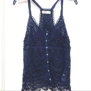 🌺 5 for $20! HOLLISTER lace navy blue top XS